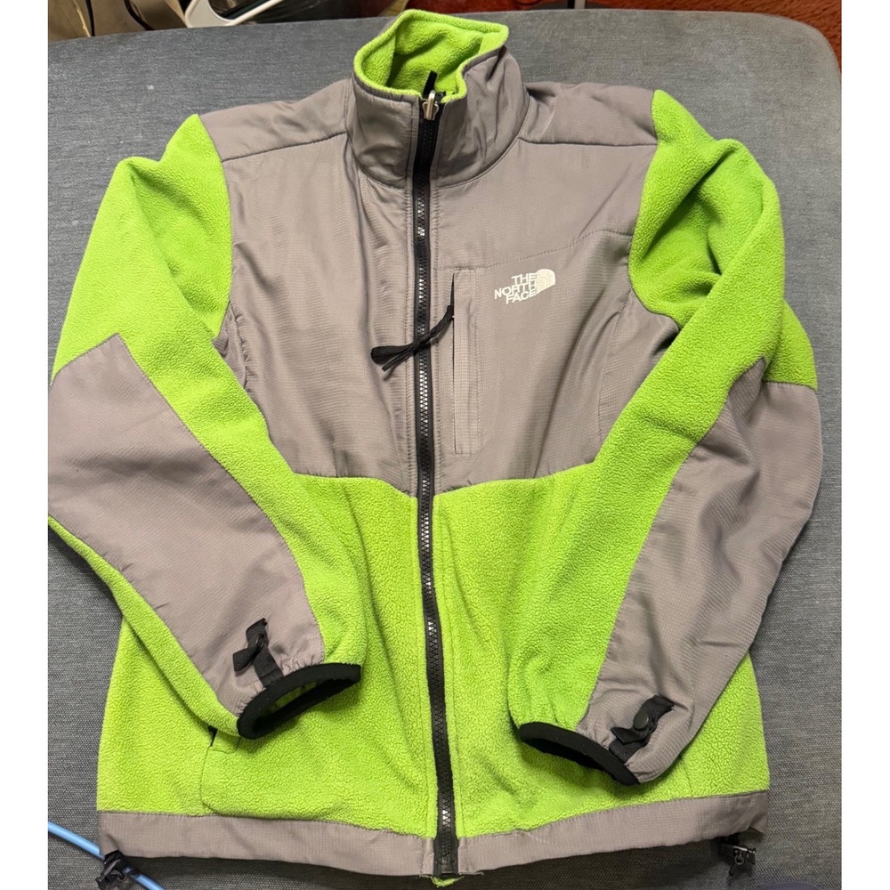 The North Face Denali Fleece Jacket Womens Medium Lime Green Grey Full Zip Coat